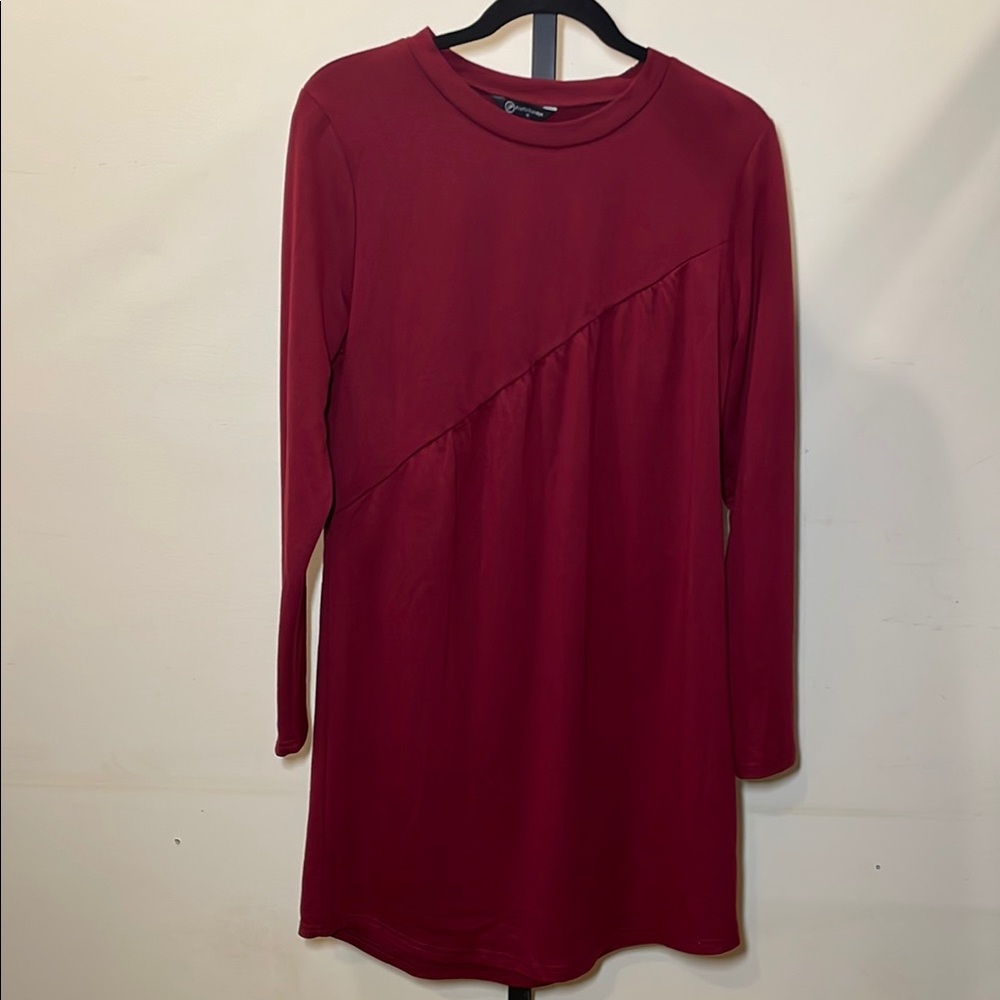 Elegant Long Sleeve Burgundy Red Dress